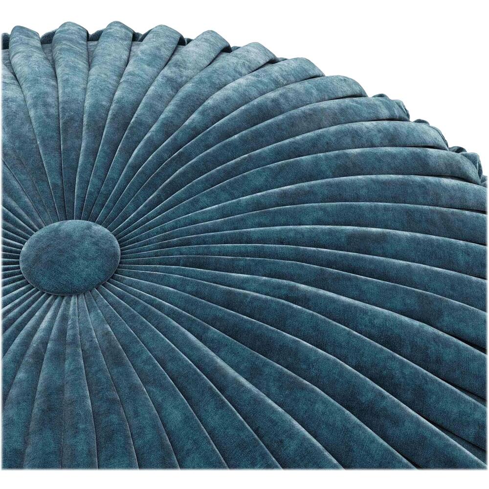 Alt View 11. Simpli Home - Renee Round Transitional Velvet/Polystyrene Pouf - Teal.