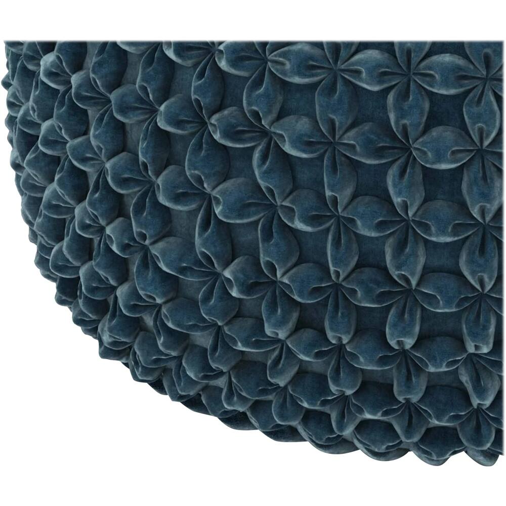 Alt View 12. Simpli Home - Renee Round Transitional Velvet/Polystyrene Pouf - Teal.