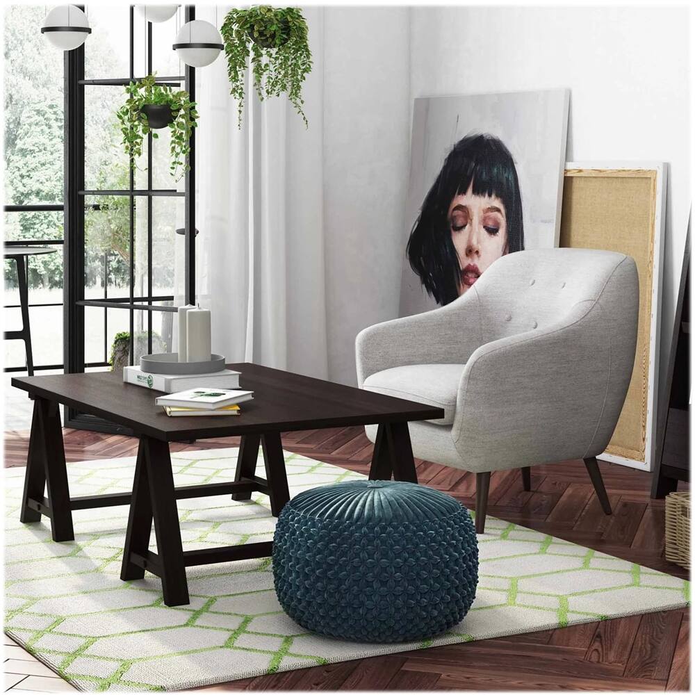 Alt View 14. Simpli Home - Renee Round Transitional Velvet/Polystyrene Pouf - Teal.