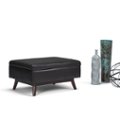 Angle Zoom. Simpli Home - Owen 34 inch Wide Mid Century Modern Rectangle Coffee Table Storage Ottoman - Distressed Black.
