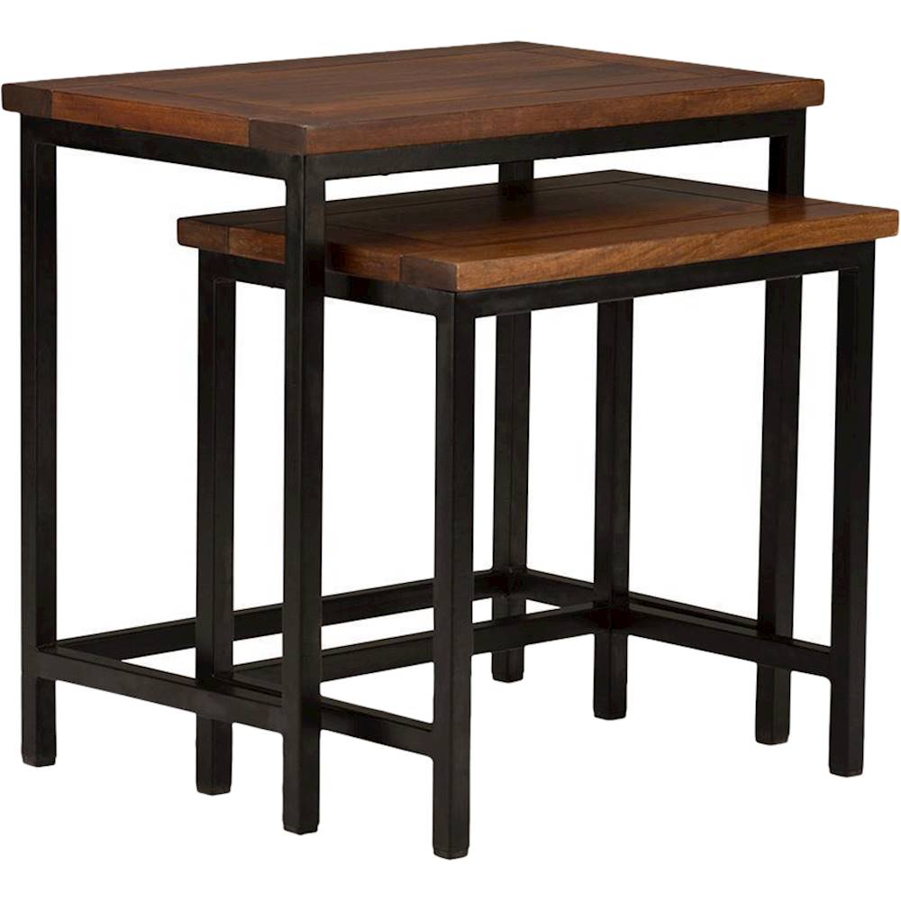 Angle View: Simpli Home - Harper Square Mid-Century Modern Solid Hardwood 2-Drawer End Table - Dark Walnut Brown