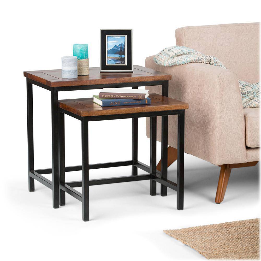 Alt View 15. Simpli Home - Skyler 2 Pc Nesting Side Table - Dark Cognac Brown.