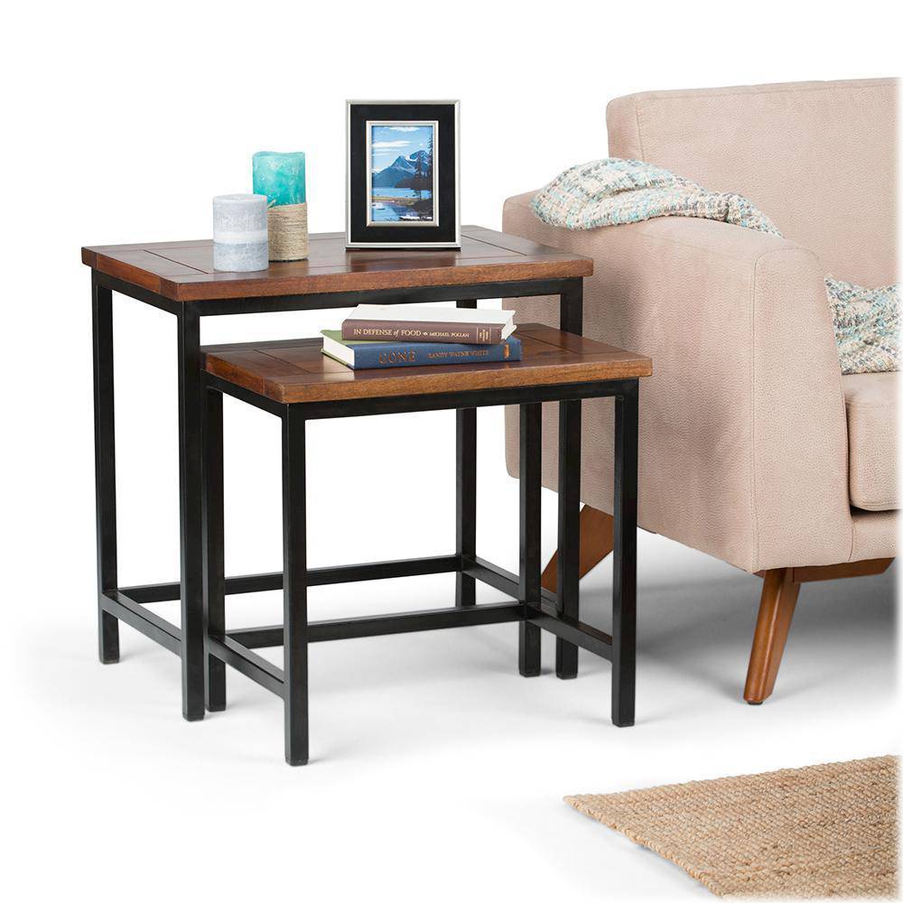 Simple Sofa Side Table - with Storage Space- Two Layer / Dark Brown -  CharmyDecor