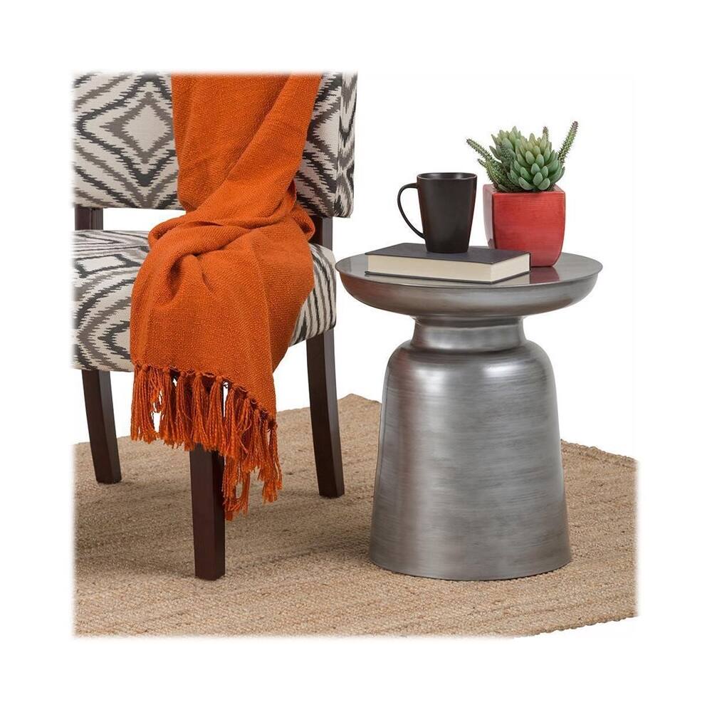 Alt View 15. Simpli Home - Toby Round Contemporary Metal Accent Table - Silver.