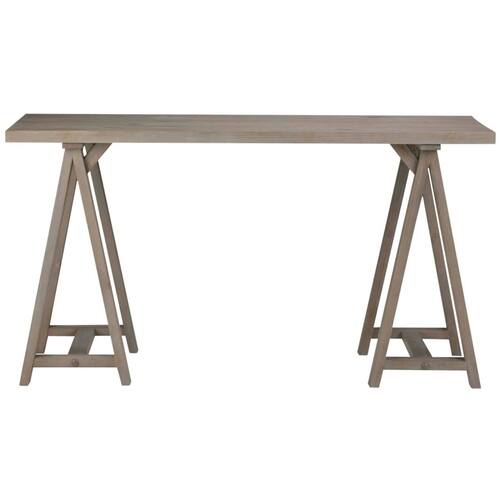 Simpli Home Sawhorse Solid Wood Modern Industrial 56 " Writing Desk in Distressed Gray