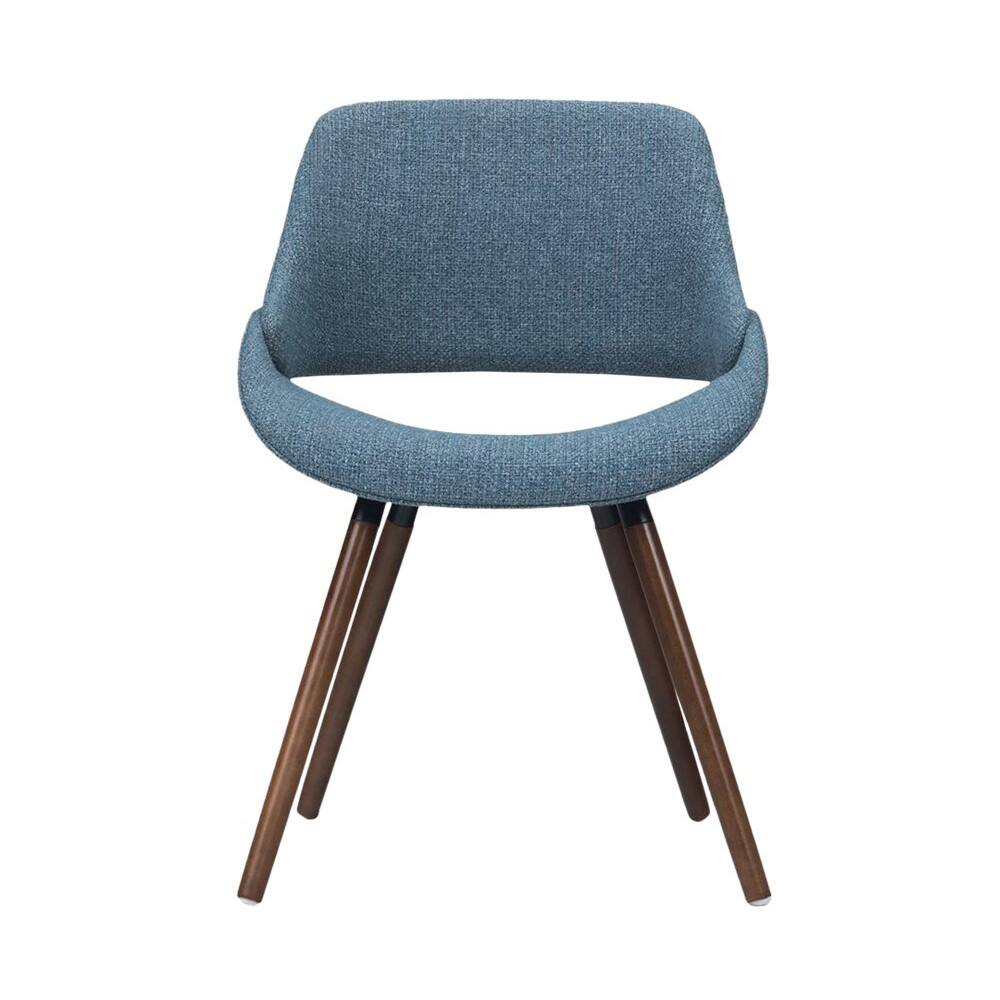 Front. Simpli Home - Malden Mid Century Modern Bentwood Dining Chair in Denim Blue Woven Fabric - Denim Blue.