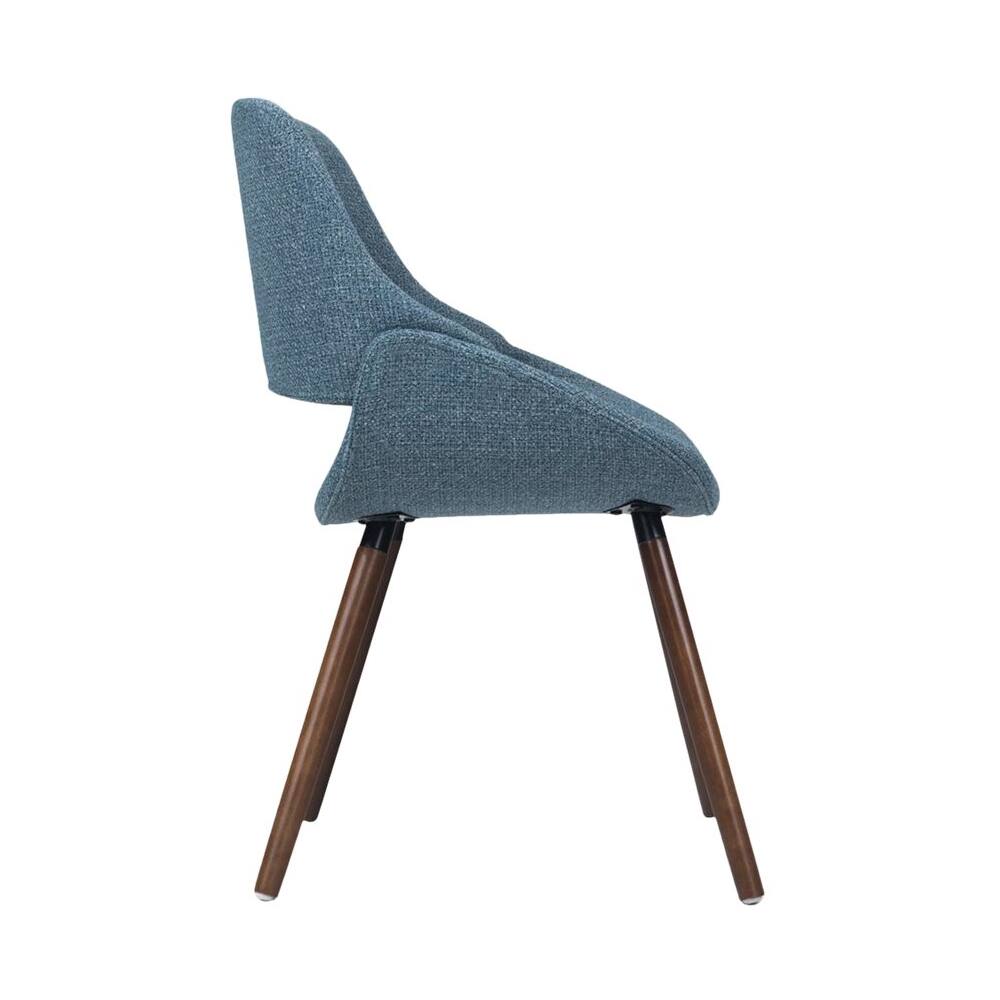 Left View: Simpli Home - Malden Mid-Century Modern Woven Fabric Dining Chair - Denim Blue