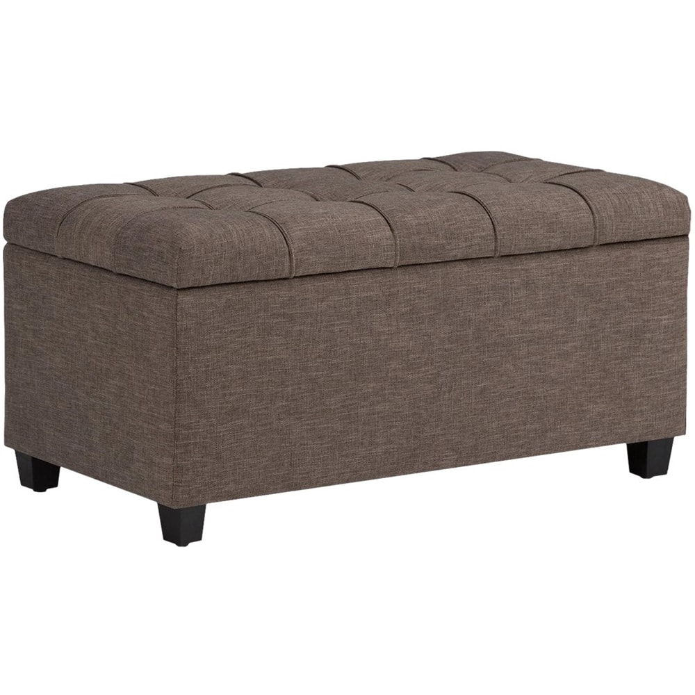 Left View: Simpli Home - Sienna Storage Ottoman Bench - Fawn Brown