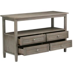 Simpli Home - Warm Shaker Rectangular Rustic Wood 4-Drawer Console Table - Distressed Gray - Front_Zoom