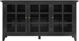 Simpli Home - Acadian SOLID WOOD 62 inch Wide Transitional Wide Storage Cabinet in - Black - Front_Zoom