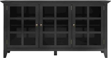 Simpli Home - Acadian SOLID WOOD 62 inch Wide Transitional Wide Storage Cabinet in - Black - Front_Zoom