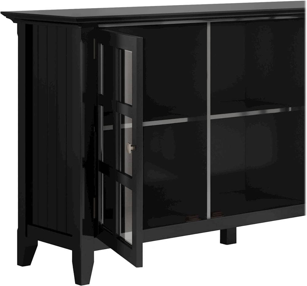 Alt View 13. Simpli Home - Acadian SOLID WOOD 62 inch Wide Transitional Wide Storage Cabinet in Black - Black.