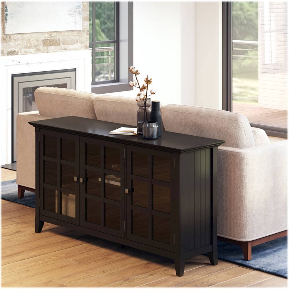 Alt View 16. Simpli Home - Acadian SOLID WOOD 62 inch Wide Transitional Wide Storage Cabinet in Black - Black.