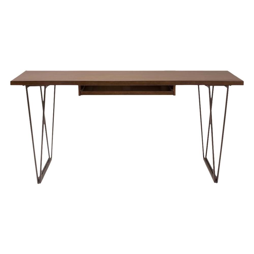 Front. Simpli Home - Ryder SOLID WOOD Modern Industrial 66 inch Wide Writing Office Desk in Natural Aged Brown - Natural Aged Brown.