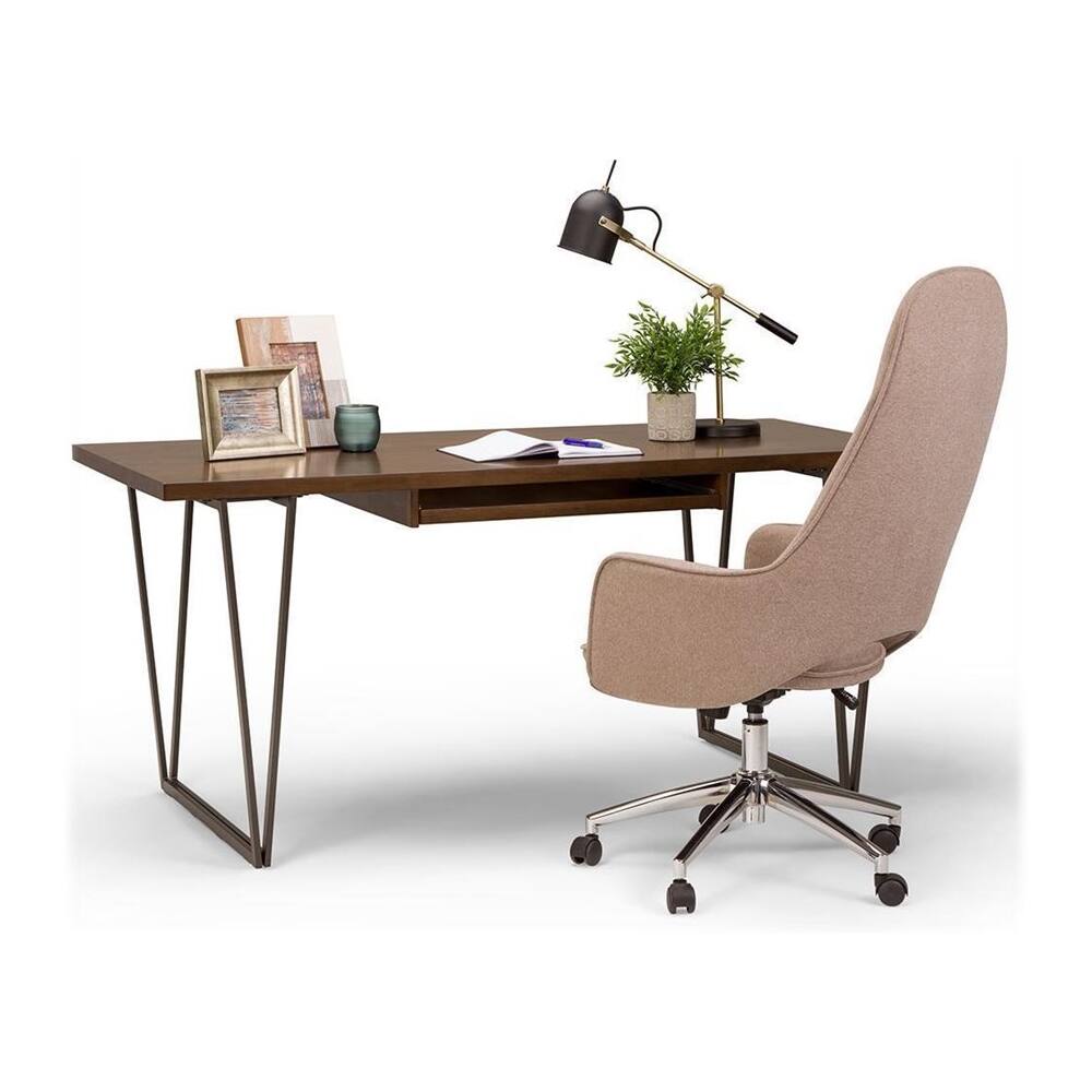 Alt View 16. Simpli Home - Ryder SOLID WOOD Modern Industrial 66 inch Wide Writing Office Desk in Natural Aged Brown - Natural Aged Brown.