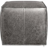 Simpli Home - Brody Square Pouf - Distressed Black - Front_Zoom