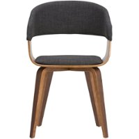 Simpli Home - Lowell Mid Century Modern Bentwood Dining Chair in Charcoal Grey Linen Look Fabric - Charcoal Gray - Front_Zoom