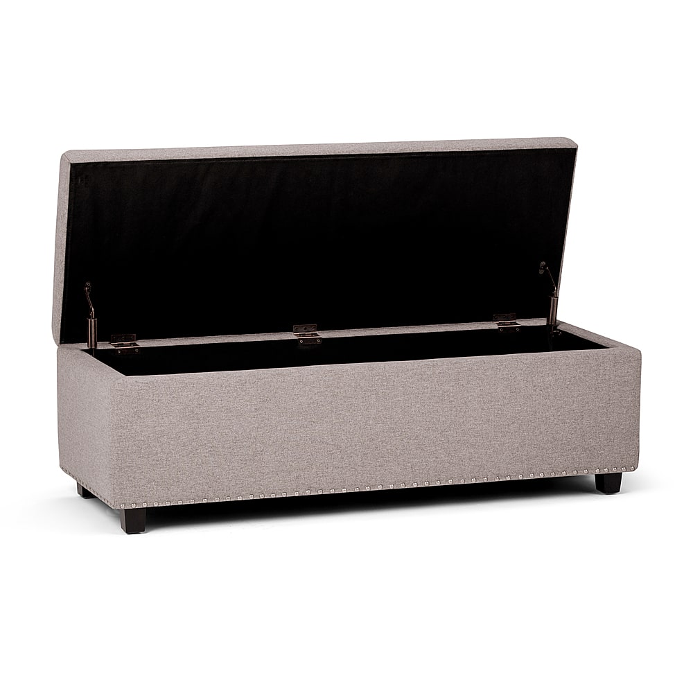 Left View: Simpli Home - Hamilton Storage Ottoman - Gray Cloud