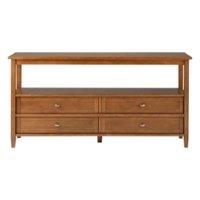 Simpli Home - Warm Shaker SOLID WOOD 60 inch Wide Transitional Wide Console Sofa Table in - Light Golden Brown - Front_Zoom