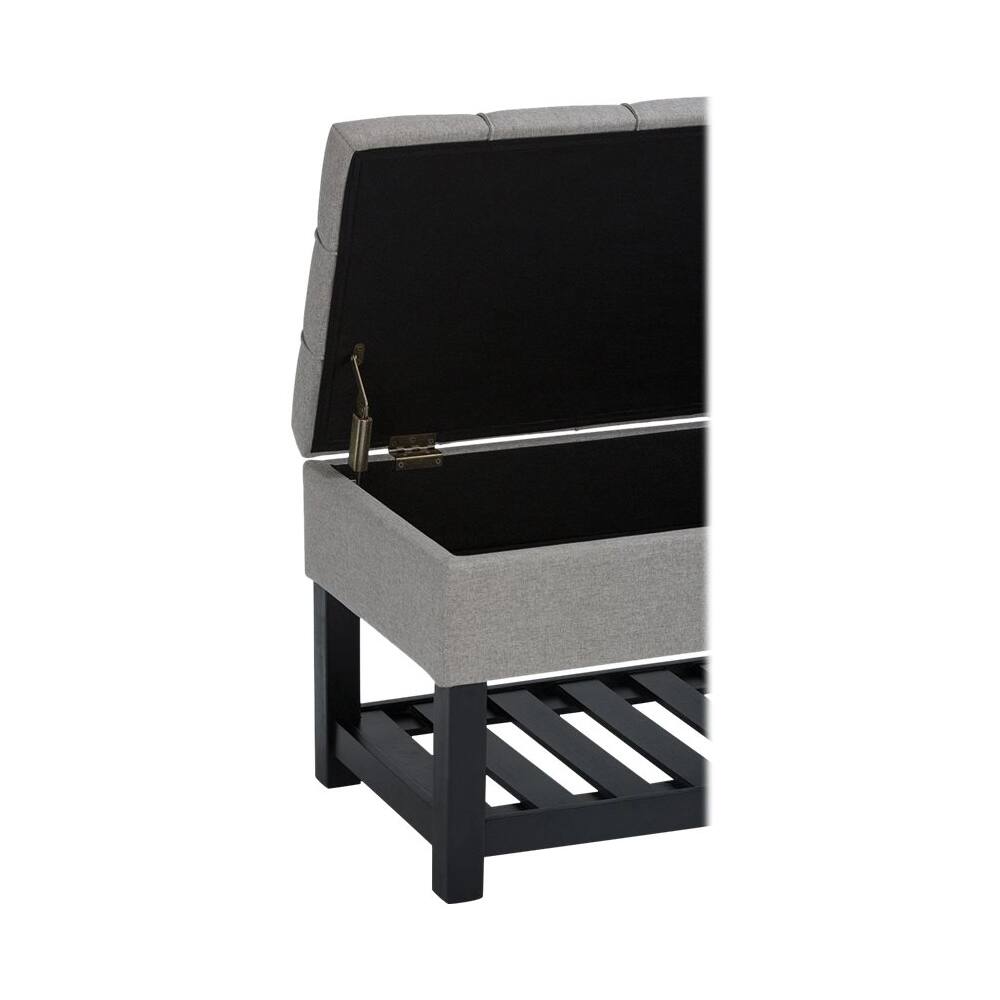 Alt View 12. Simpli Home - Saxon 44 inch Wide Traditional Rectangle Storage Ottoman Bench - Dove Gray.