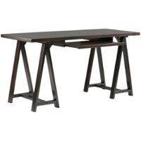 Simpli Home - Sawhorse Rectangular Modern Industrial Wood Table - Dark Chestnut Brown - Front_Zoom