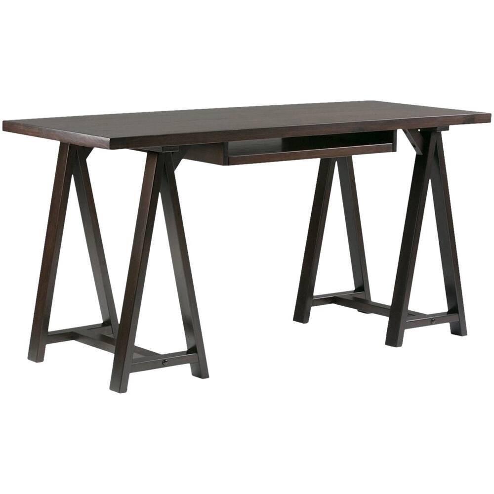 Alt View 11. Simpli Home - Sawhorse Rectangular Modern Industrial Wood Table - Dark Chestnut Brown.