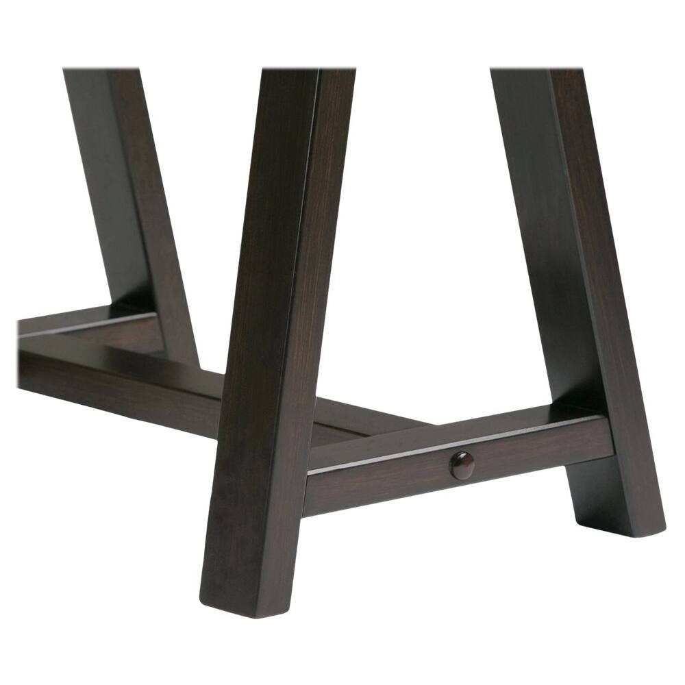 Alt View 12. Simpli Home - Sawhorse Rectangular Modern Industrial Wood Table - Dark Chestnut Brown.