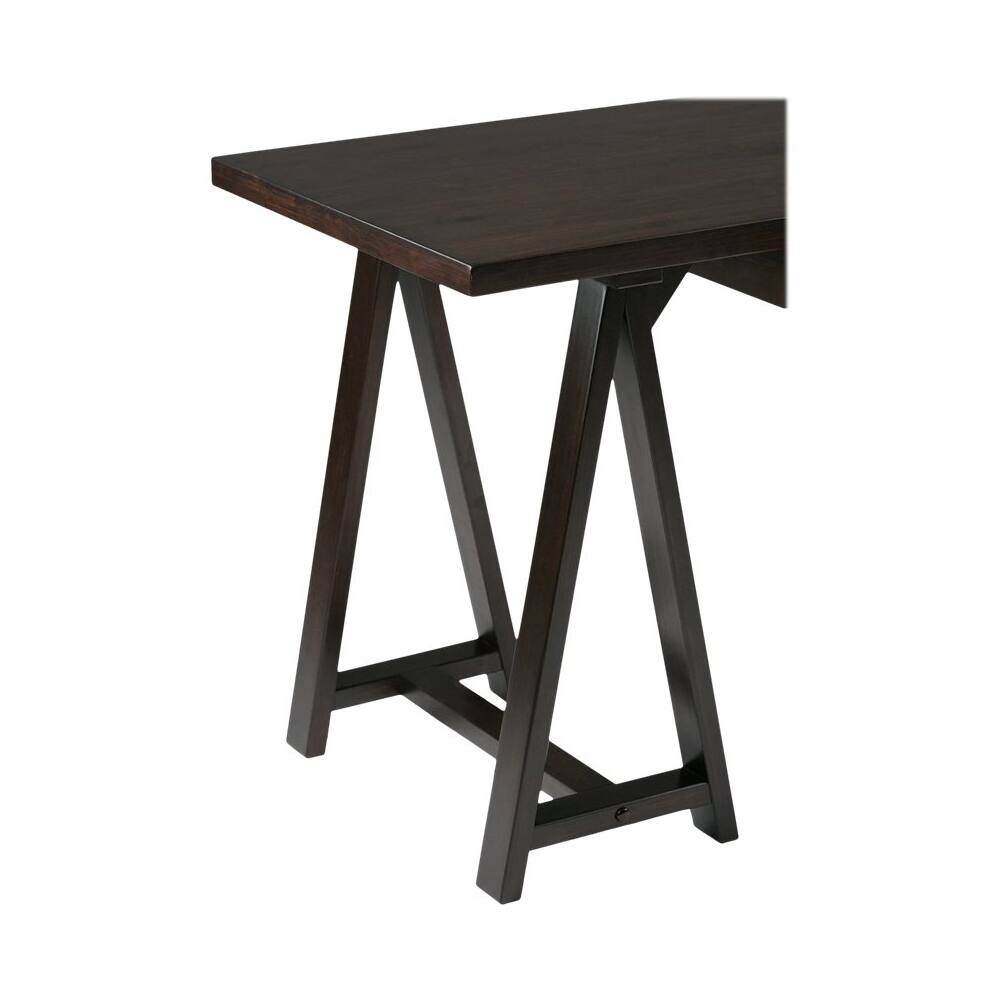 Alt View 14. Simpli Home - Sawhorse Rectangular Modern Industrial Wood Table - Dark Chestnut Brown.