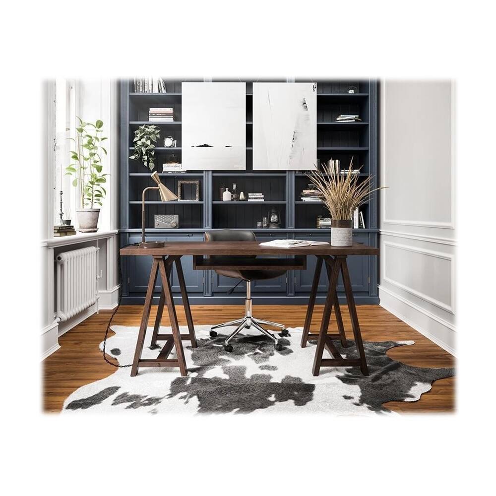 Alt View 15. Simpli Home - Sawhorse Rectangular Modern Industrial Wood Table - Dark Chestnut Brown.