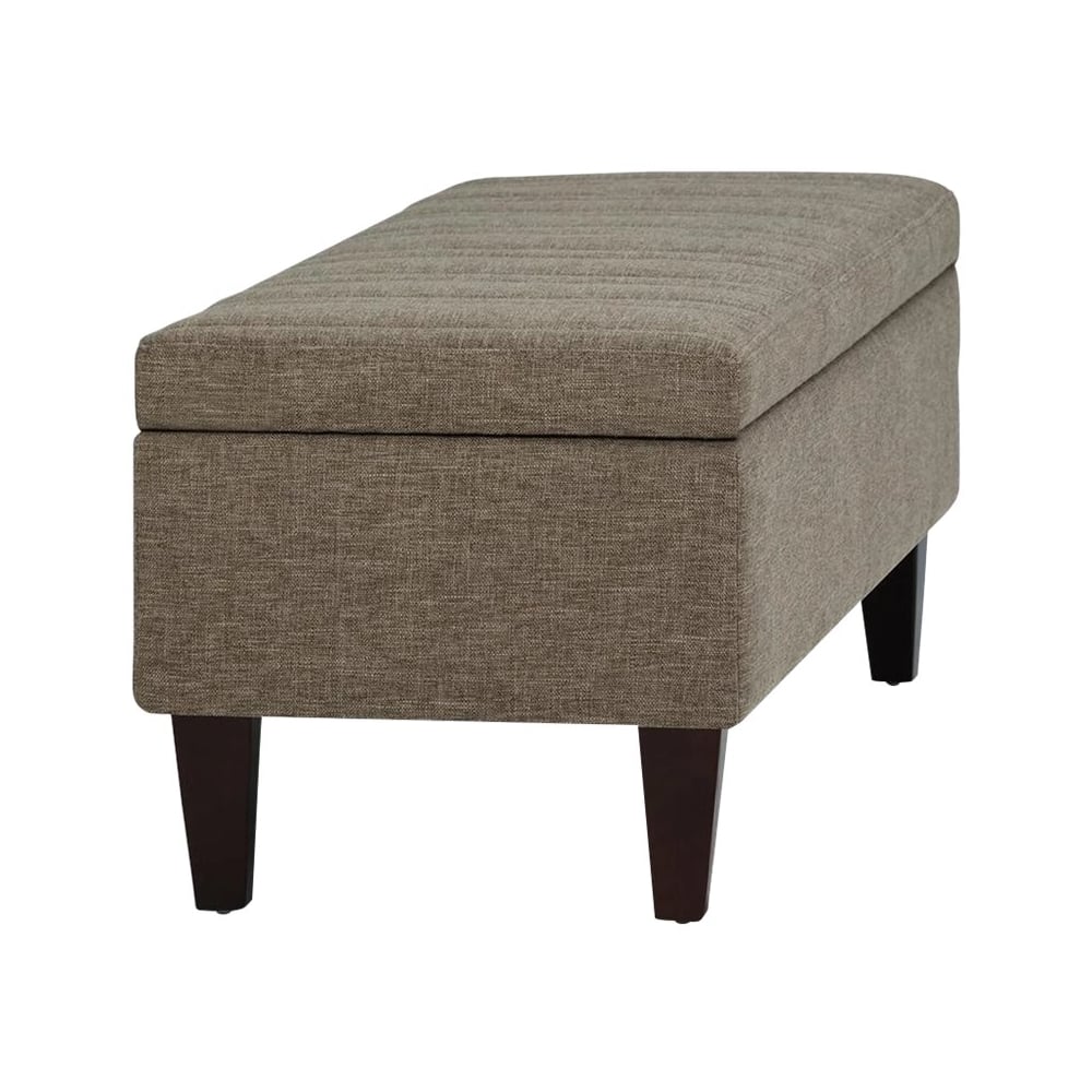 Left View: Simpli Home - Monroe 48 inch Wide Contemporary Rectangle Storage Ottoman - Fawn Brown