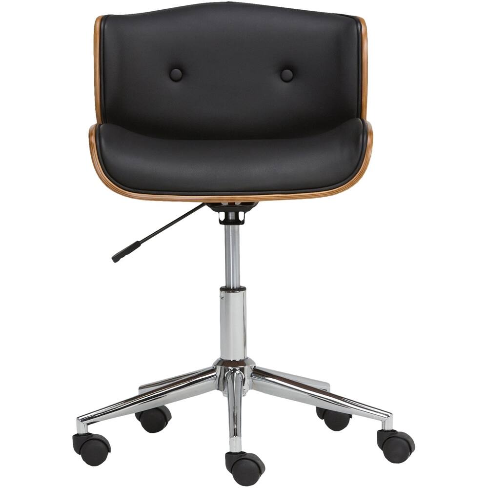Front. Simpli Home - Dax 5-Pointed Star Chrome and Foam Executive/Computer Chair - Black/Natural.