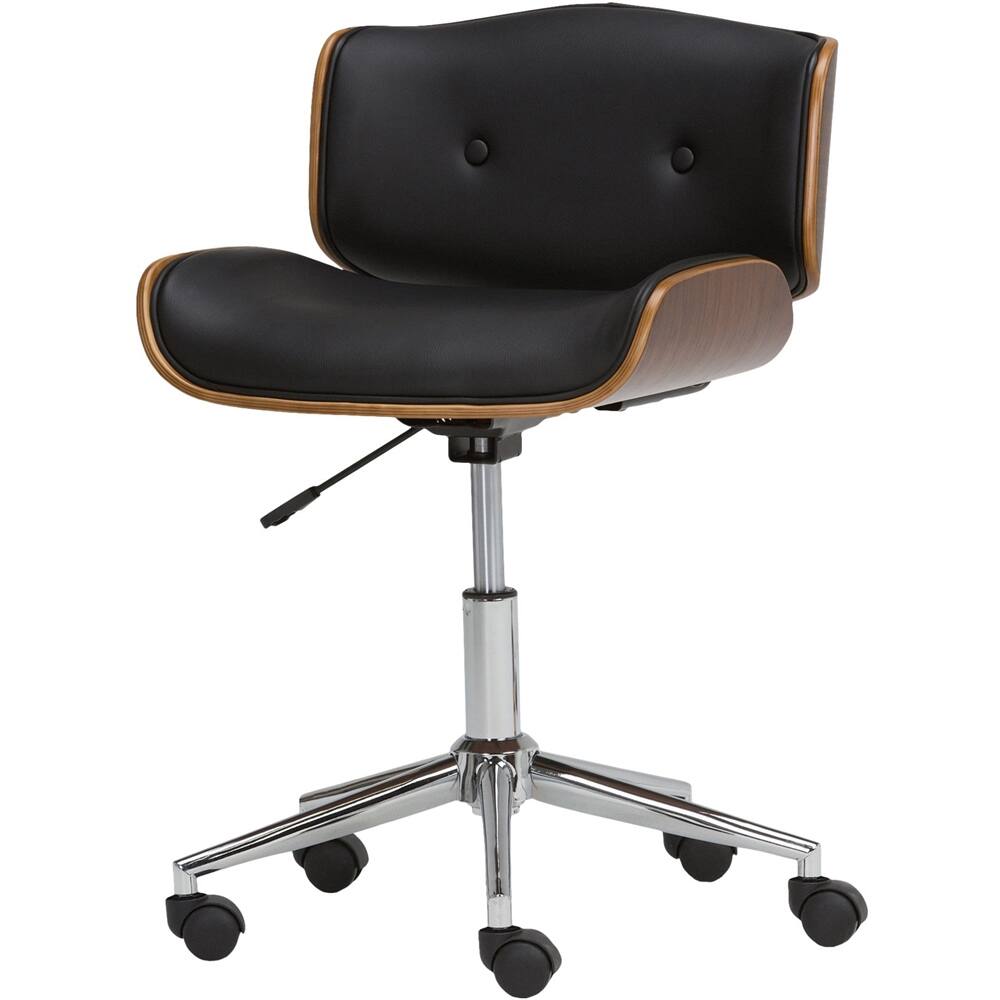 Alt View 11. Simpli Home - Dax 5-Pointed Star Chrome and Foam Executive/Computer Chair - Black/Natural.