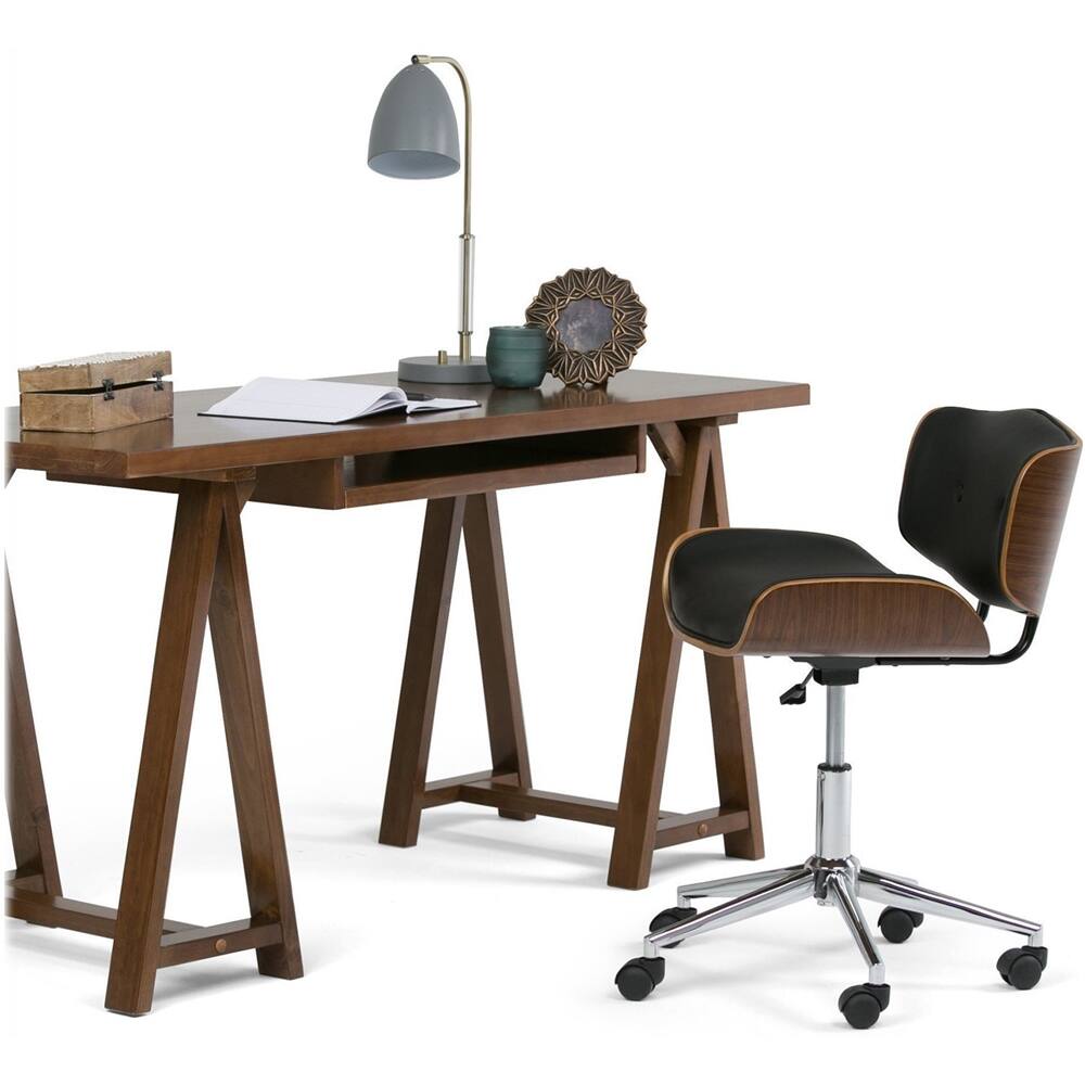 Alt View 16. Simpli Home - Dax 5-Pointed Star Chrome and Foam Executive/Computer Chair - Black/Natural.