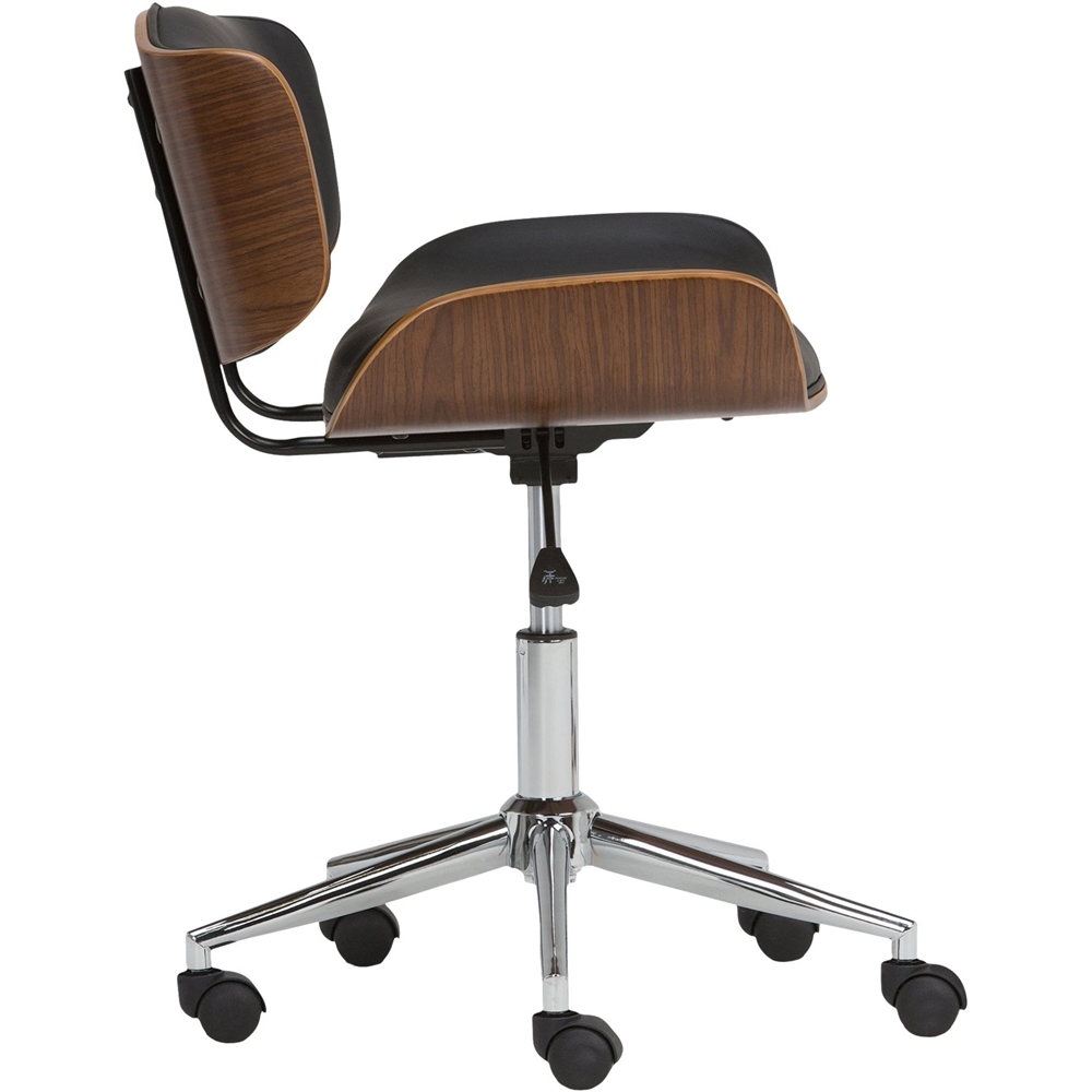 Left View: Simpli Home - Dax 5-Pointed Star Chrome and Foam Executive/Computer Chair - Black/Natural