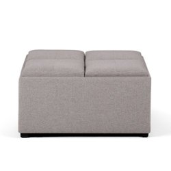 Simpli Home - Avalon 35 inch Wide Contemporary Square Coffee Table Storage Ottoman - Gray Cloud - Front_Zoom