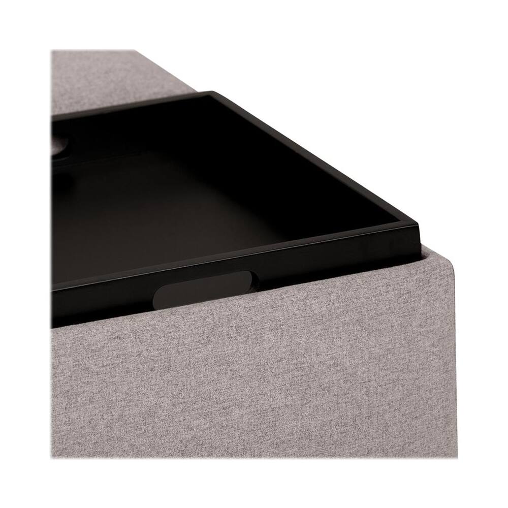 Alt View 12. Simpli Home - Avalon 35 inch Wide Contemporary Square Coffee Table Storage Ottoman - Gray Cloud.