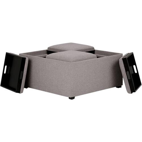 Alt View 15. Simpli Home - Avalon 35 inch Wide Contemporary Square Coffee Table Storage Ottoman - Gray Cloud.