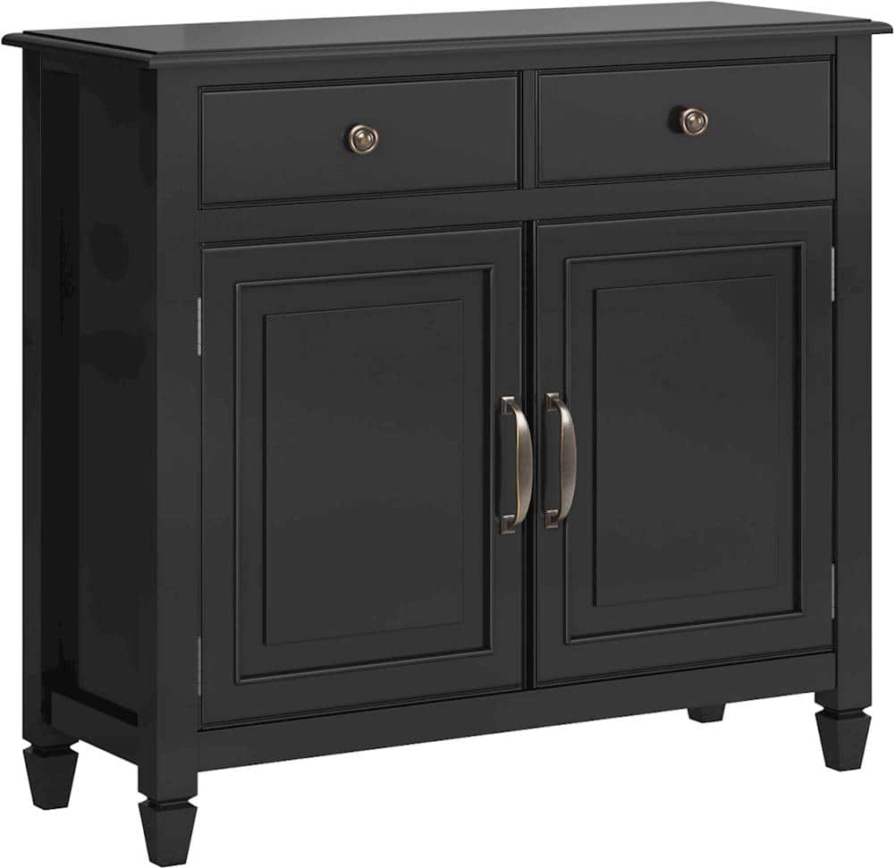 Angle View: Simpli Home - Connaught Traditional Solid Wood Entryway Storage Cabinet - Black