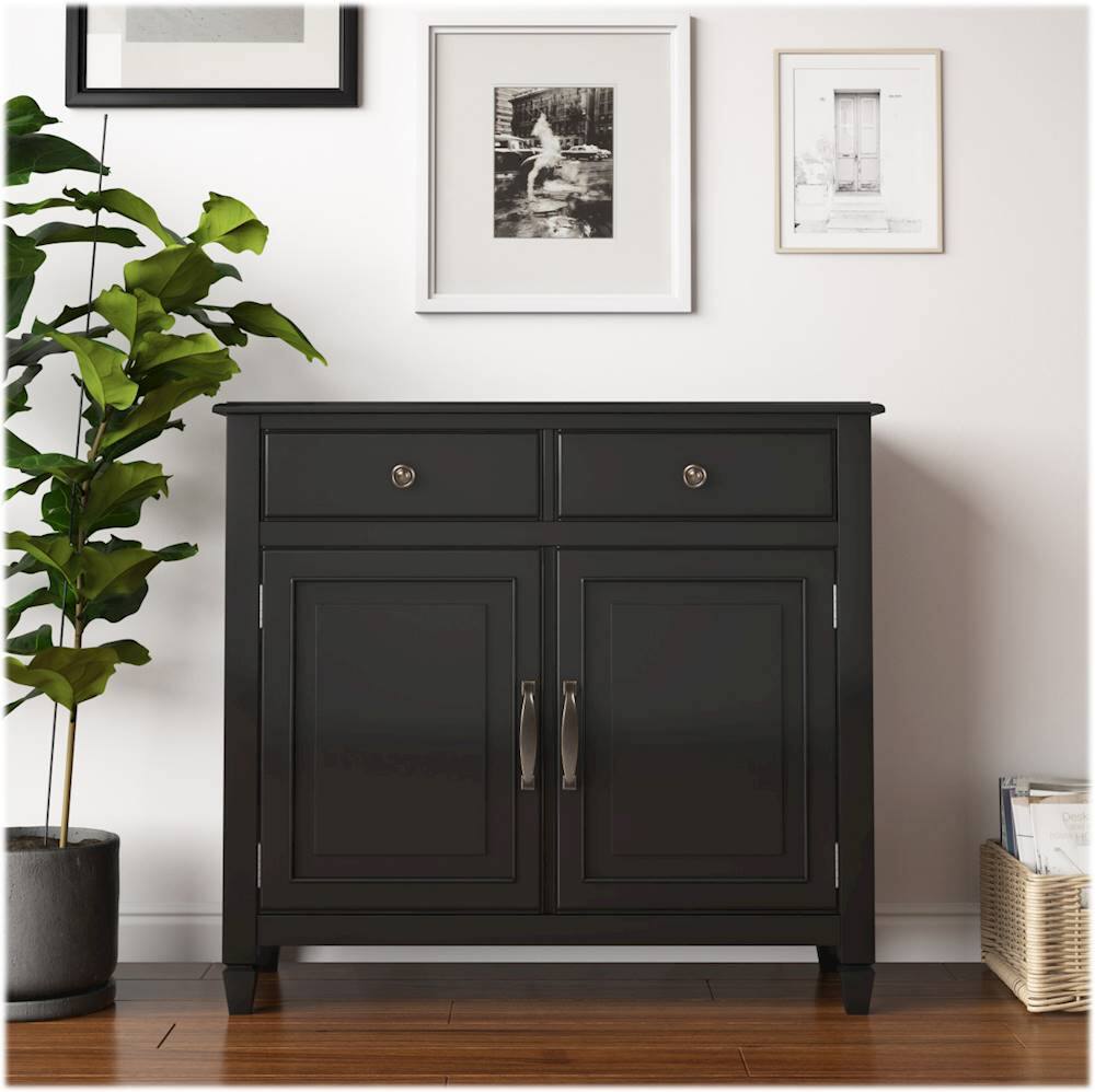 Alt View 15. Simpli Home - Connaught Traditional Solid Wood Entryway Storage Cabinet - Black.