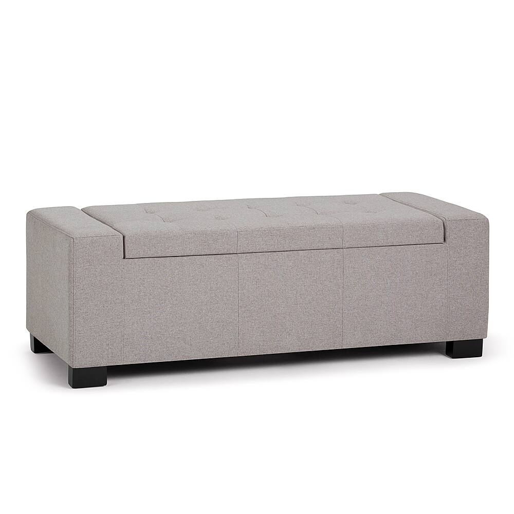 Angle View: Simpli Home - Laredo 51 inch Wide Contemporary Rectangle Large Storage Ottoman - Gray Cloud