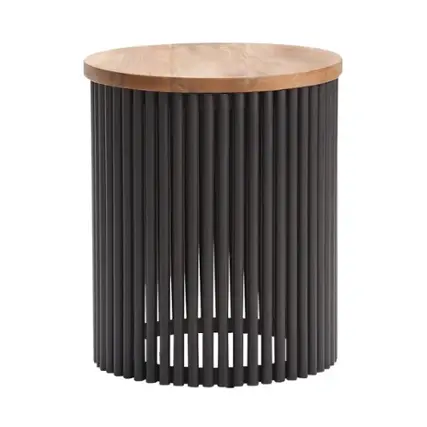 Front. Simpli Home - Demy Round Contemporary Solid Mango Wood Side Table - Natural.