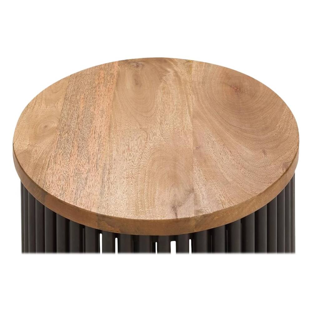 Alt View 15. Simpli Home - Demy Round Contemporary Solid Mango Wood Side Table - Natural.
