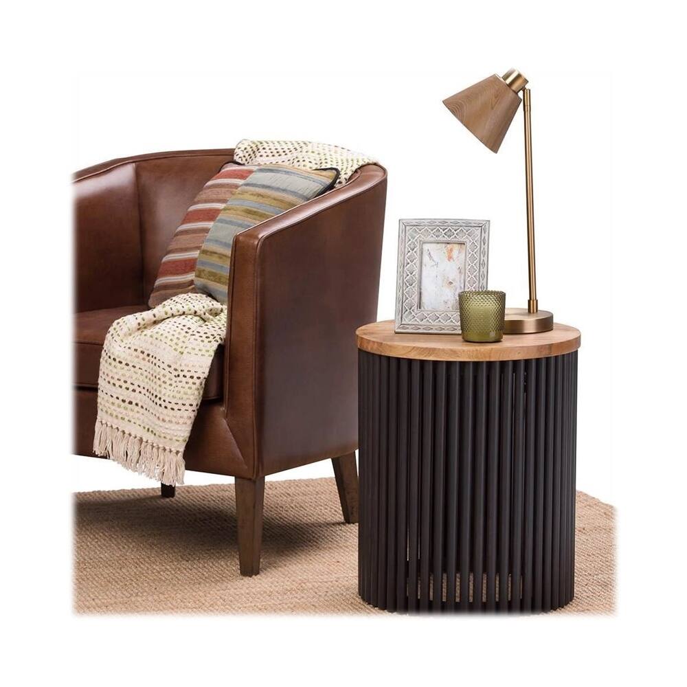 Alt View 17. Simpli Home - Demy Round Contemporary Solid Mango Wood Side Table - Natural.