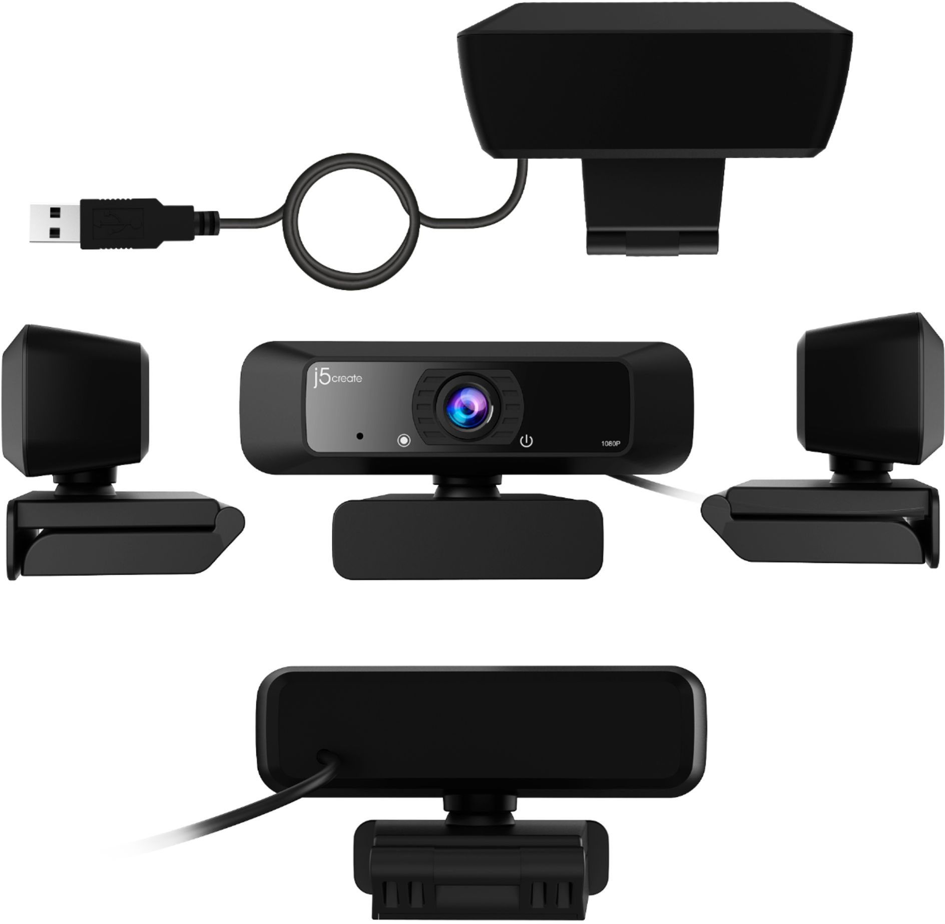 Left View: Logitech - Pro Webcam Full HD 1080 for Laptops with Ultra Wide Angle - Black