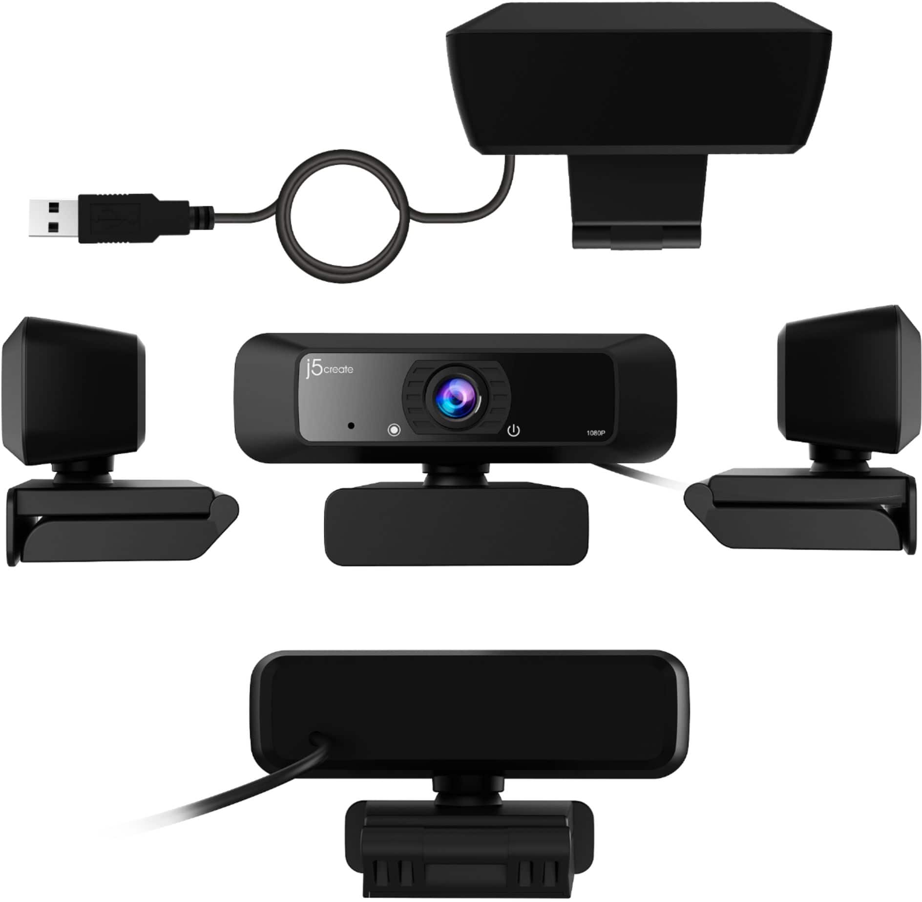 Left. j5create - USB HD Webcam with 360° Rotation - Black.