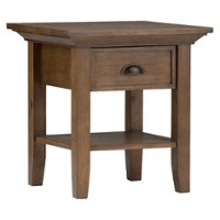 Simpli Home - Redmond SOLID WOOD 19 inch Wide Square Transitional End Side Table in - Rustic Natural Aged Brown - Front_Zoom