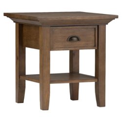 Simpli Home - Redmond Square Rustic Wood 1-Drawer End Table - Rustic Natural Aged Brown - Front_Zoom