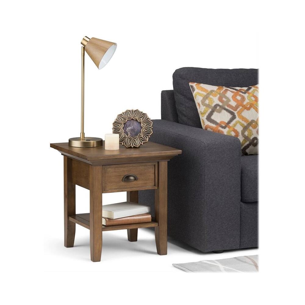 Alt View 13. Simpli Home - Redmond SOLID WOOD 19 inch Wide Square Transitional End Side Table in Rustic Natural Aged Brown - Rustic Natural Aged Brown.