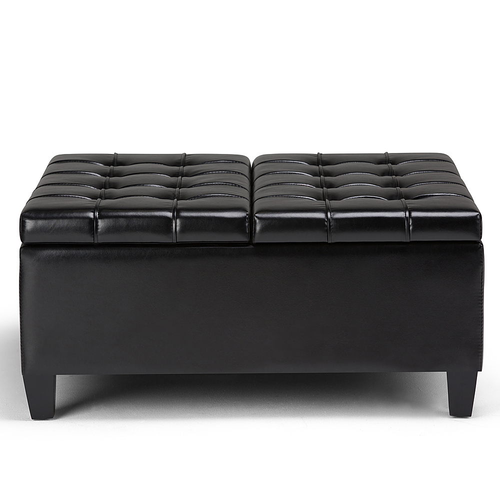 Simpli Home Harrison 36 Inch Wide, Large Square Leather Ottoman With Storage