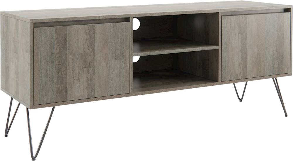 Angle View: Simpli Home - Hunter SOLID MANGO WOOD 60 inch Wide Industrial TV Media Stand in Grey For TVs up to 65 inches - Gray